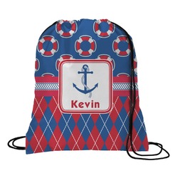 Buoy & Argyle Print Drawstring Backpack - Small (Personalized)