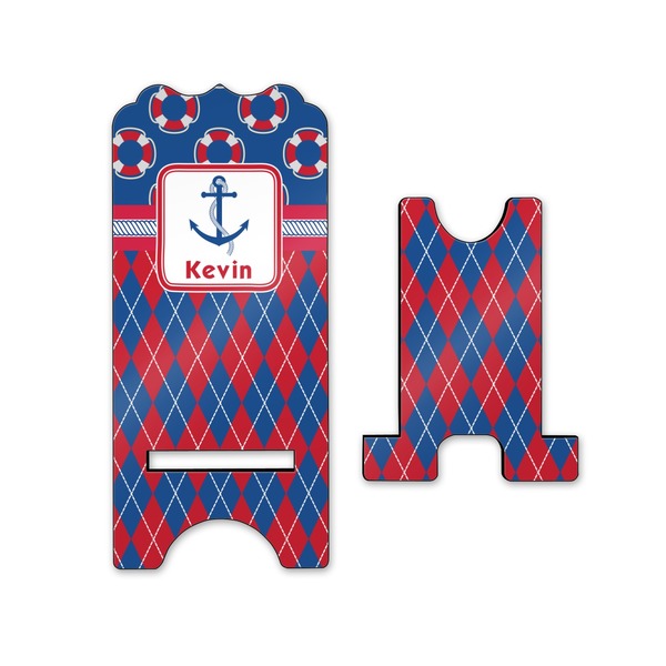 Buoy & Argyle Print Stylized Phone Stand - Front & Back - Small