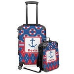Buoy & Argyle Print Kids 2-Piece Luggage Set - Suitcase & Backpack (Personalized)