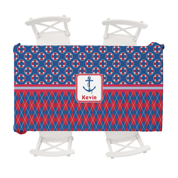 Custom Buoy & Argyle Print Tablecloth - 58"x102" (Personalized)