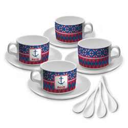 Buoy & Argyle Print Tea Cup - Set of 4 (Personalized)