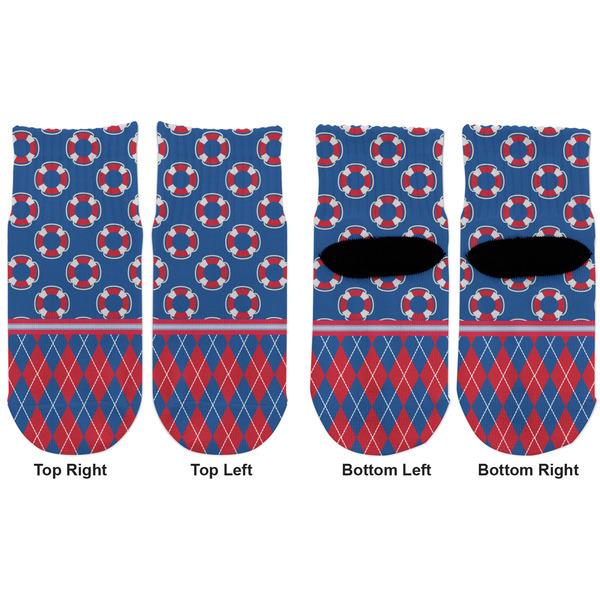 Buoy & Argyle Print Toddler Ankle Socks - Double Pair - Front and Back - Apvl