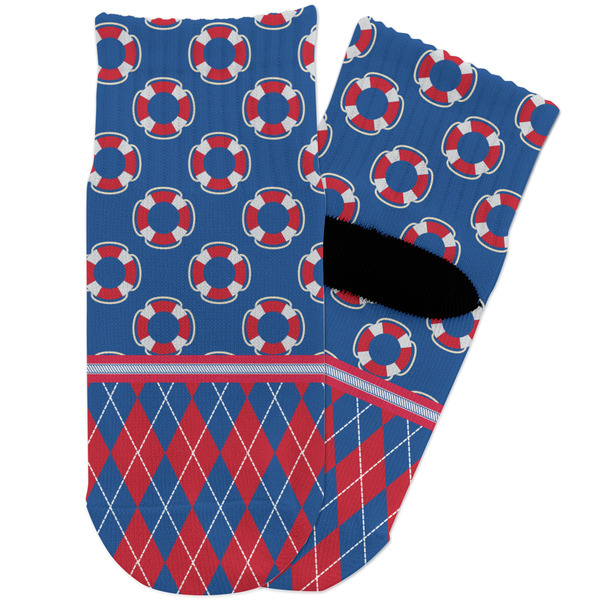 Custom Buoy & Argyle Print Toddler Ankle Socks