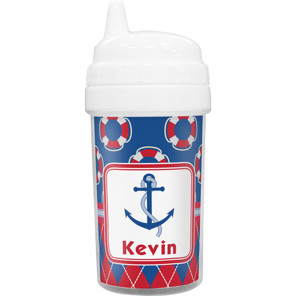 Custom Buoy & Argyle Print Toddler Sippy Cup (Personalized)