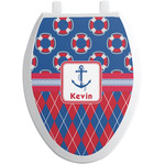 Buoy & Argyle Print Toilet Seat Decal - Elongated (Personalized)