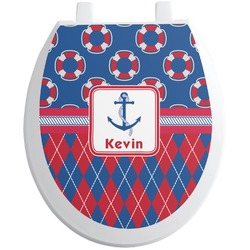 Buoy & Argyle Print Toilet Seat Decal (Personalized)