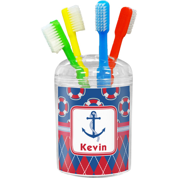 Custom Buoy & Argyle Print Toothbrush Holder (Personalized)