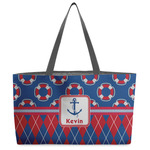 Buoy & Argyle Print Beach Totes Bag - w/ Black Handles (Personalized)