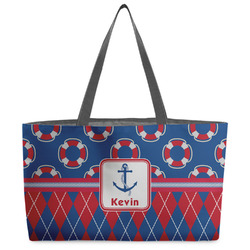 Buoy & Argyle Print Beach Totes Bag - w/ Black Handles (Personalized)