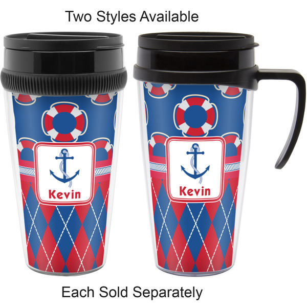 Buoy & Argyle Print Travel Mugs - with & without Handle