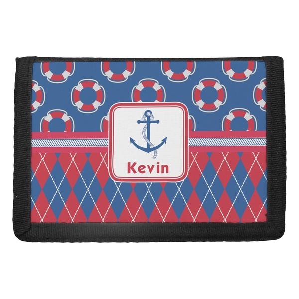 Custom Buoy & Argyle Print Trifold Wallet (Personalized)