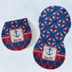 Buoy & Argyle Print Burp Pads - Velour - Set of 2 w/ Name or Text