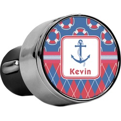 Buoy & Argyle Print USB Car Charger (Personalized)