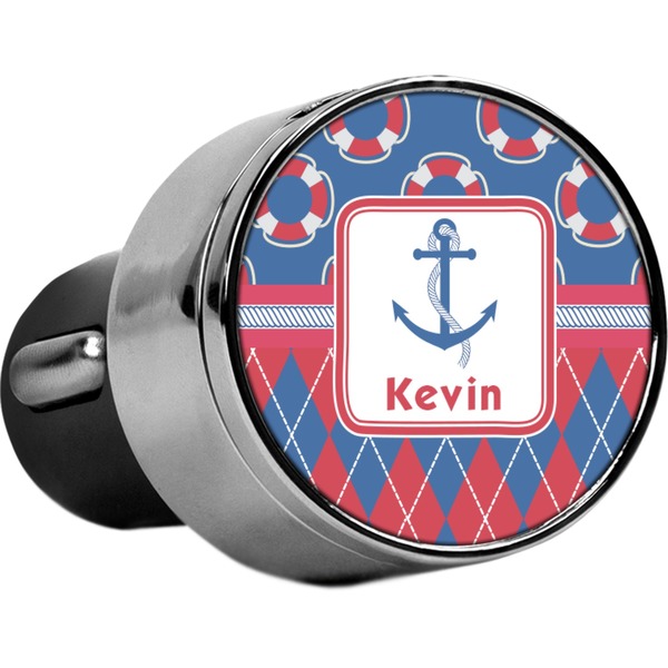 Custom Buoy & Argyle Print USB Car Charger (Personalized)