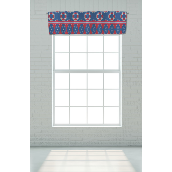 Buoy & Argyle Print Valance - On window