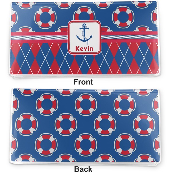 Buoy & Argyle Print Vinyl Check Book Cover - Front and Back