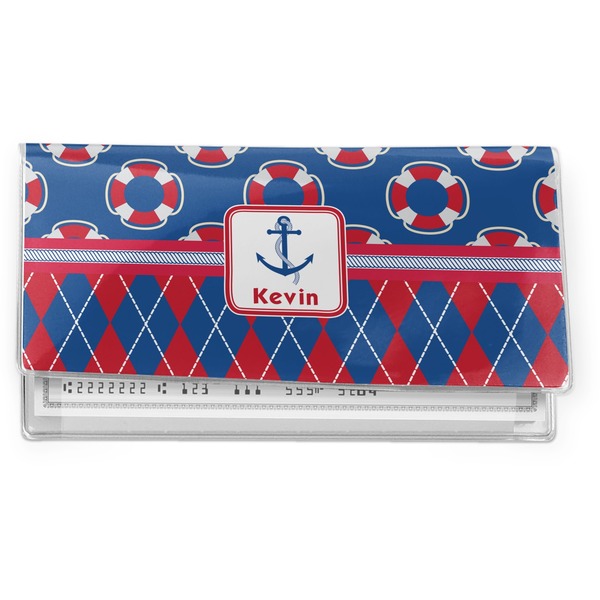 Custom Buoy & Argyle Print Vinyl Checkbook Cover (Personalized)