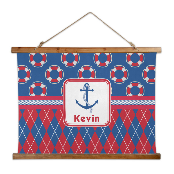 Custom Buoy & Argyle Print Wall Hanging Tapestry - Wide (Personalized)