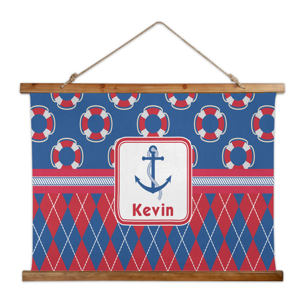 Custom Buoy & Argyle Print Wall Hanging Tapestry - Wide (Personalized)