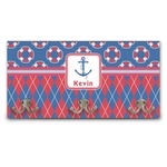 Buoy & Argyle Print Wall Mounted Coat Rack (Personalized)