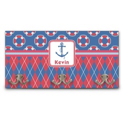 Buoy & Argyle Print Wall Mounted Coat Rack (Personalized)