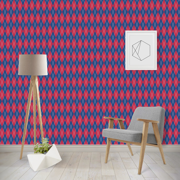 Custom Buoy & Argyle Print Wallpaper & Surface Covering (Water Activated - Removable)