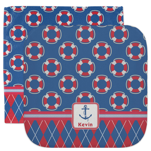 Custom Buoy & Argyle Print Facecloth / Wash Cloth (Personalized)