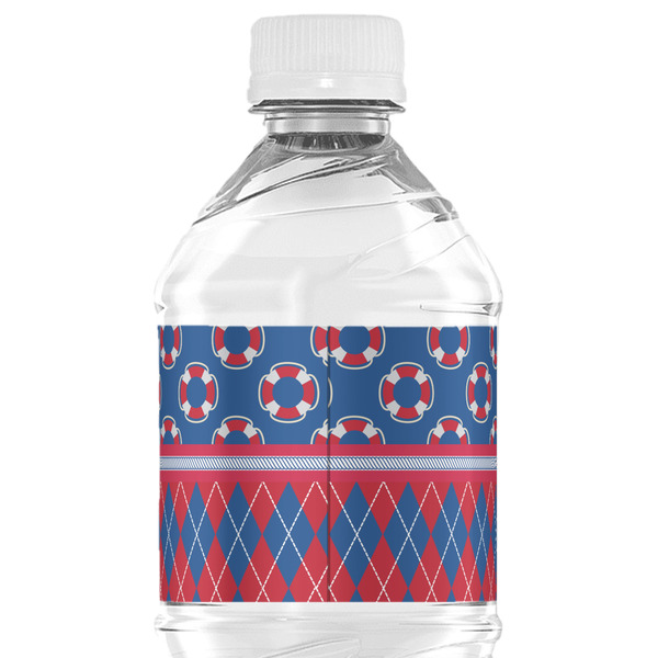 Buoy & Argyle Print Water Bottle Label - Back View
