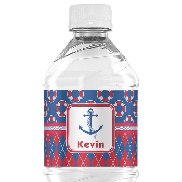 Custom Buoy & Argyle Print Water Bottle Labels - Custom Sized (Personalized)