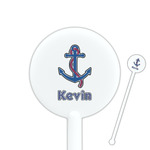 Buoy & Argyle Print 5.5" Round Plastic Stir Sticks - White - Single Sided (Personalized)