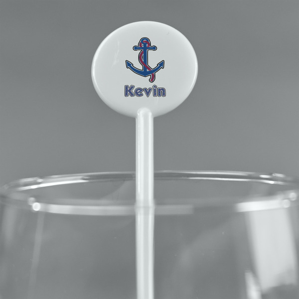 Buoy & Argyle Print White Plastic 5.5" Stir Stick - Round - Main