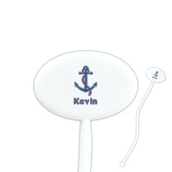 Buoy & Argyle Print Oval Plastic Stir Sticks (Personalized)