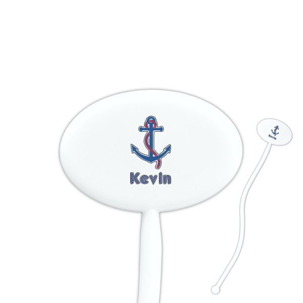 Custom Buoy & Argyle Print Oval Plastic Stir Sticks (Personalized)