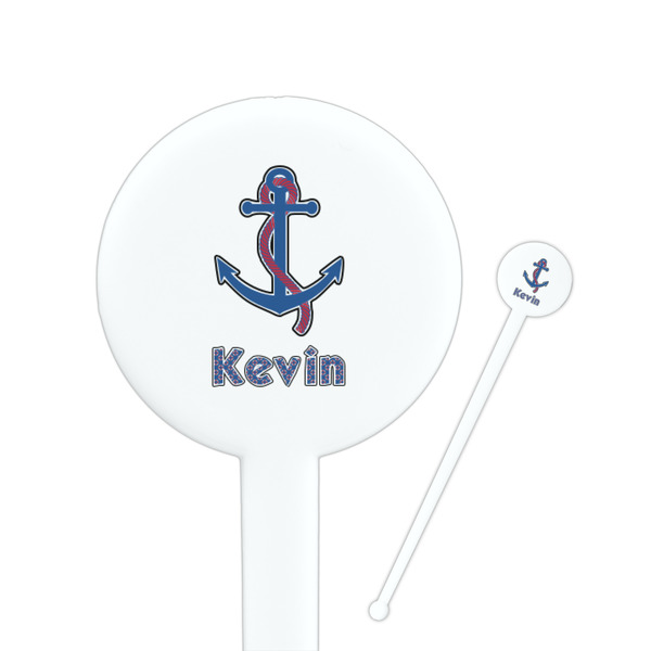 Custom Buoy & Argyle Print Round Plastic Stir Sticks (Personalized)