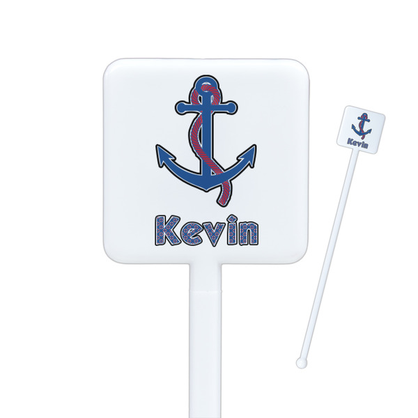 Custom Buoy & Argyle Print Square Plastic Stir Sticks (Personalized)