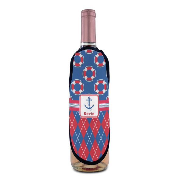 Buoy & Argyle Print Wine Bottle Apron - IN CONTEXT