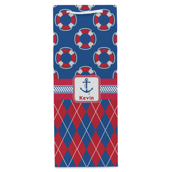 Buoy & Argyle Print Wine Gift Bag - Gloss - Front