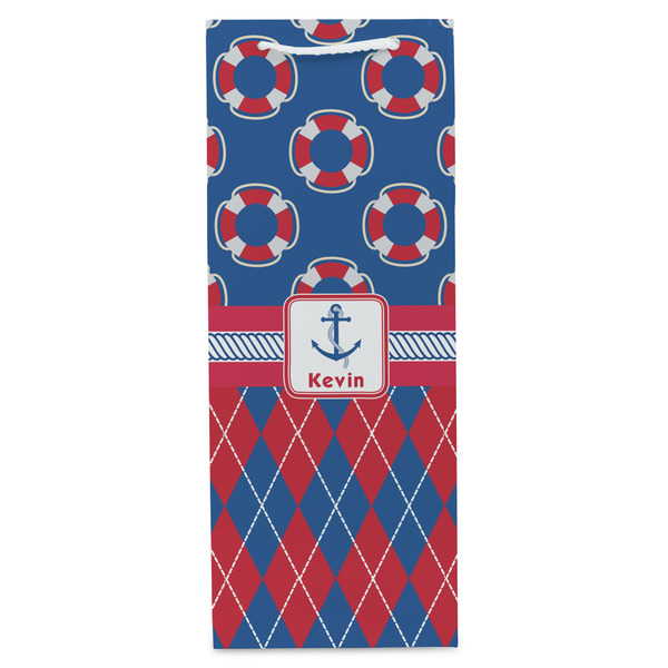 Buoy & Argyle Print Wine Gift Bag - Matte - Front