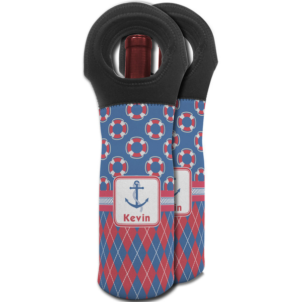 Buoy & Argyle Print Wine Tote Bag - MAIN