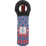 Buoy & Argyle Print Wine Tote Bag (Personalized)