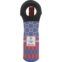 Buoy & Argyle Print Wine Tote Bag (Personalized)