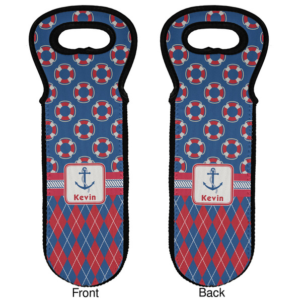 Buoy & Argyle Print Wine Tote Front & Back