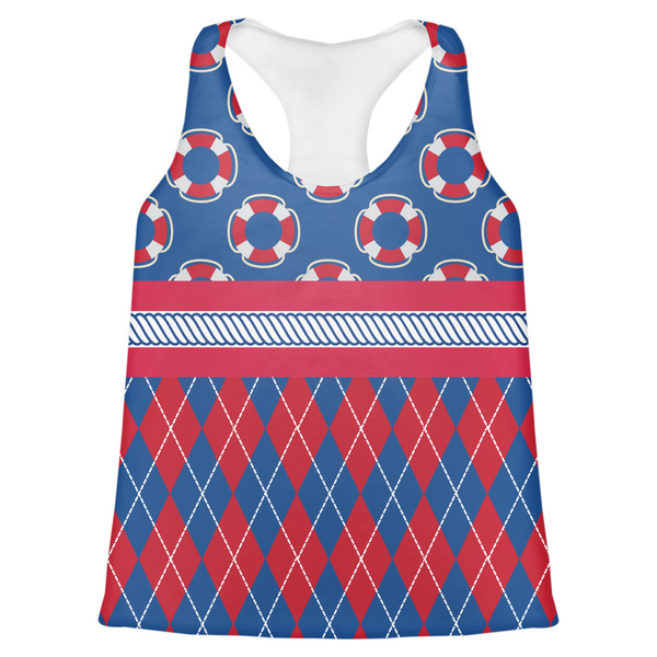 Custom Buoy & Argyle Print Womens Racerback Tank Top - X Small