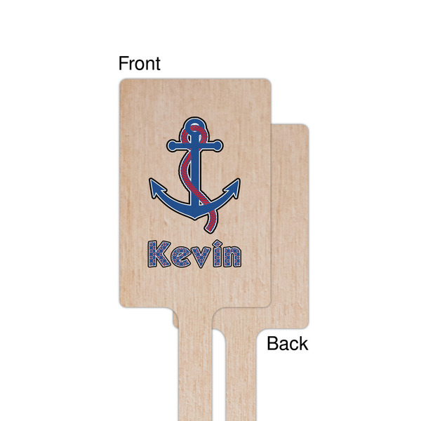 Buoy & Argyle Print Wooden 6.25" Stir Stick - Rectangular - Single - Front & Back