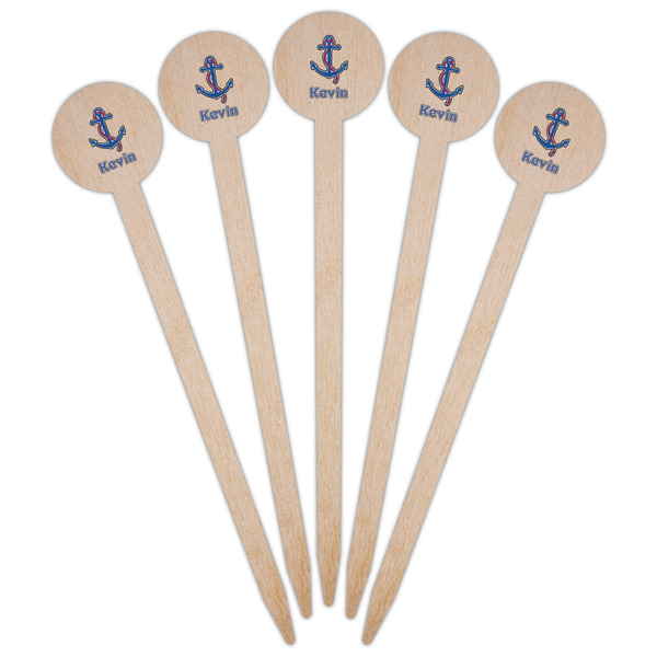 Buoy & Argyle Print Wooden 6" Food Pick - Round - Fan View