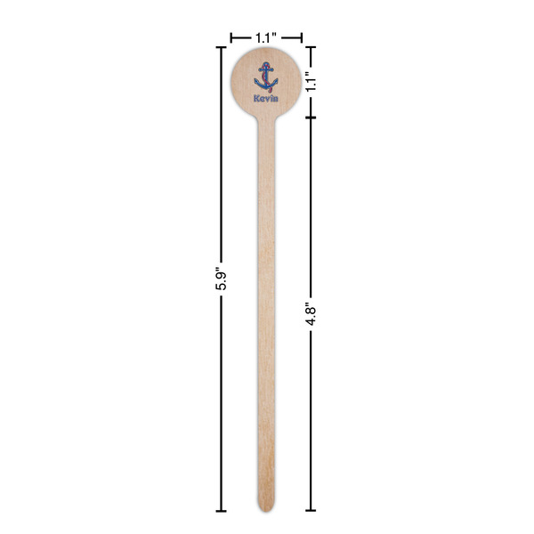 Buoy & Argyle Print Wooden 6" Stir Stick - Round - Dimensions