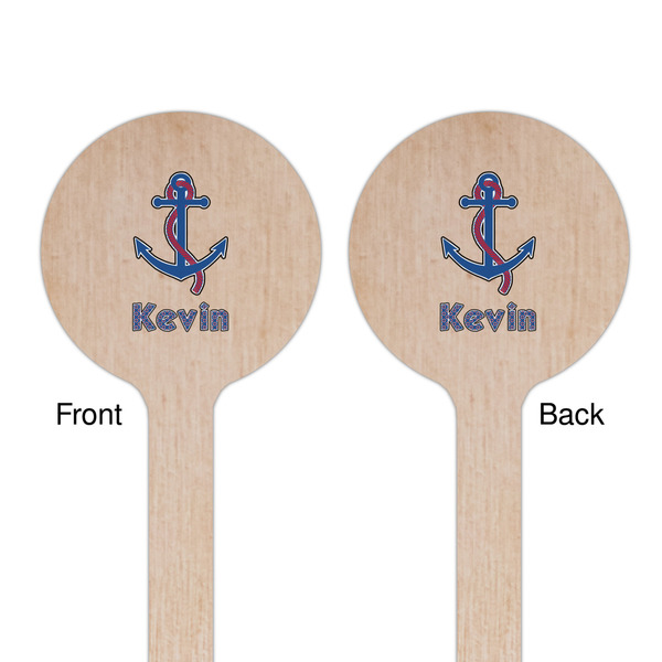 Buoy & Argyle Print Wooden 7.5" Stir Stick - Round - Double Sided - Front & Back