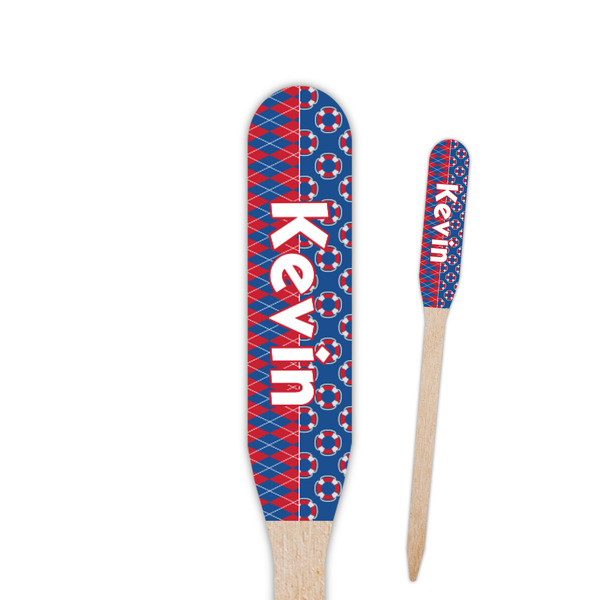 Custom Buoy & Argyle Print Paddle Wooden Food Picks (Personalized)