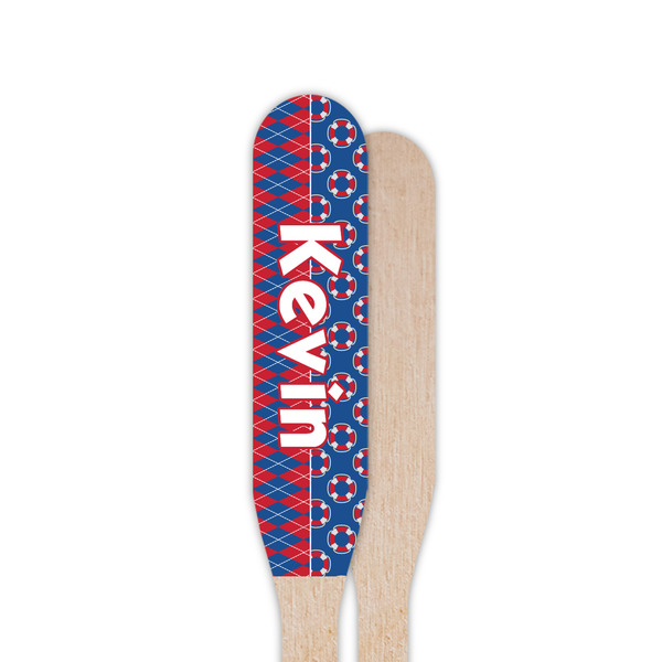 Buoy & Argyle Print Wooden Food Pick - Paddle - Single Sided - Front & Back