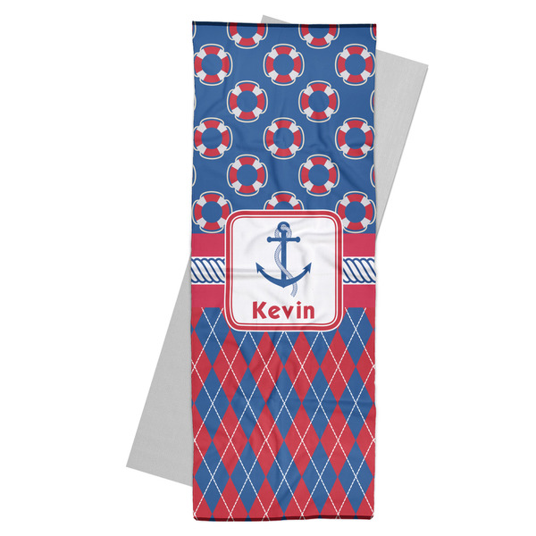 Custom Buoy & Argyle Print Yoga Mat Towel (Personalized)
